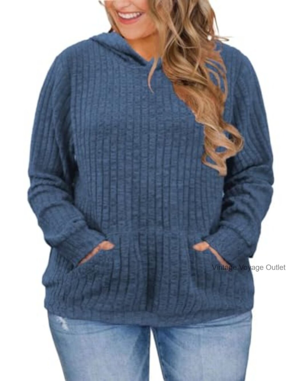 Plus Size Hooded Sweater Pullover Long Sleeve Pocket Cozy Casual Oversized